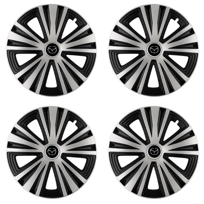 Set 4 capace roti Glory Gri-Negru R16, Compatibil Cu Mazda