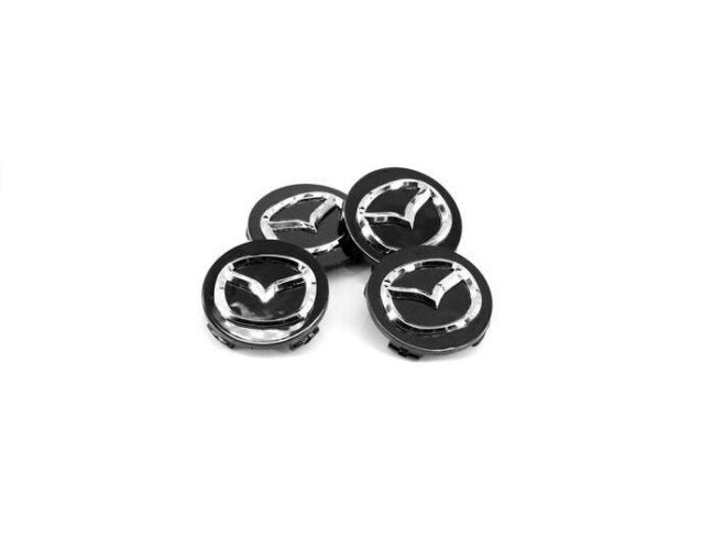 4 db keréktárcsa közép kupak, alufelnihez, MAZDA 56MM, FEKETE