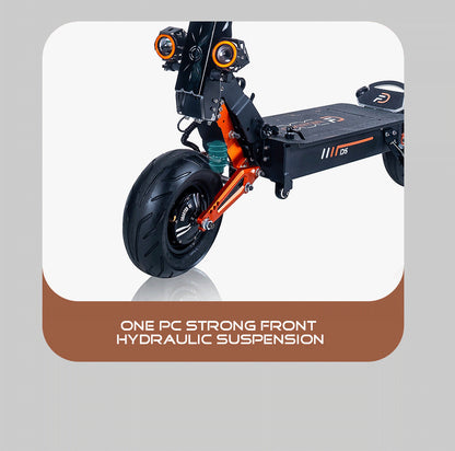 Trotineta Electrica OBARTER D5, Motor 5000W, Autonomie 120 km, Viteza 70 km/h, Acumulator 48V 35AH, Tractiune 2X2, Roti 12 inch, Pliabila, Ideala pentru Glovo/Tazz/Bolt, Negru