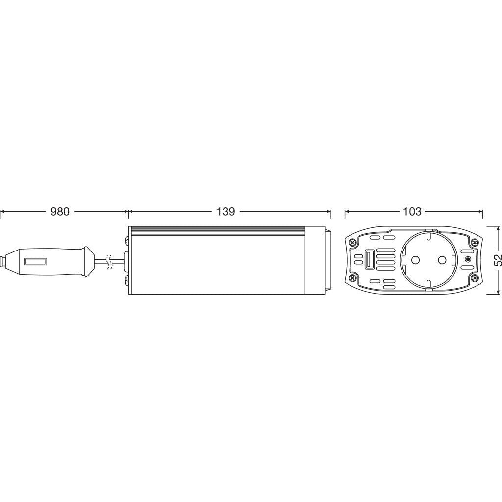 FESZÜLTSÉGVÁLTÓ 12V 150W USB KIMENETTEL OSRAM