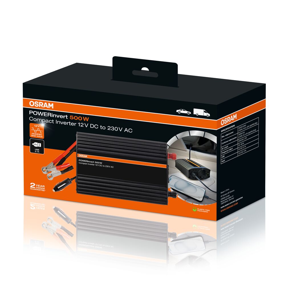 OSRAM FESZÜLTSÉGVÁLTÓ 12V 500W USB KIMENETTEL