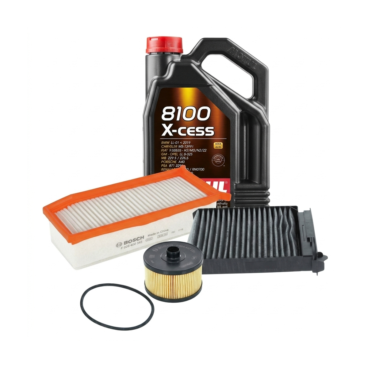 Kit revizie ulei Motul 8100 X-CESS 5W-40 + filtre Dacia Duster HS 1.2 TCe 125 CP – Bosch
