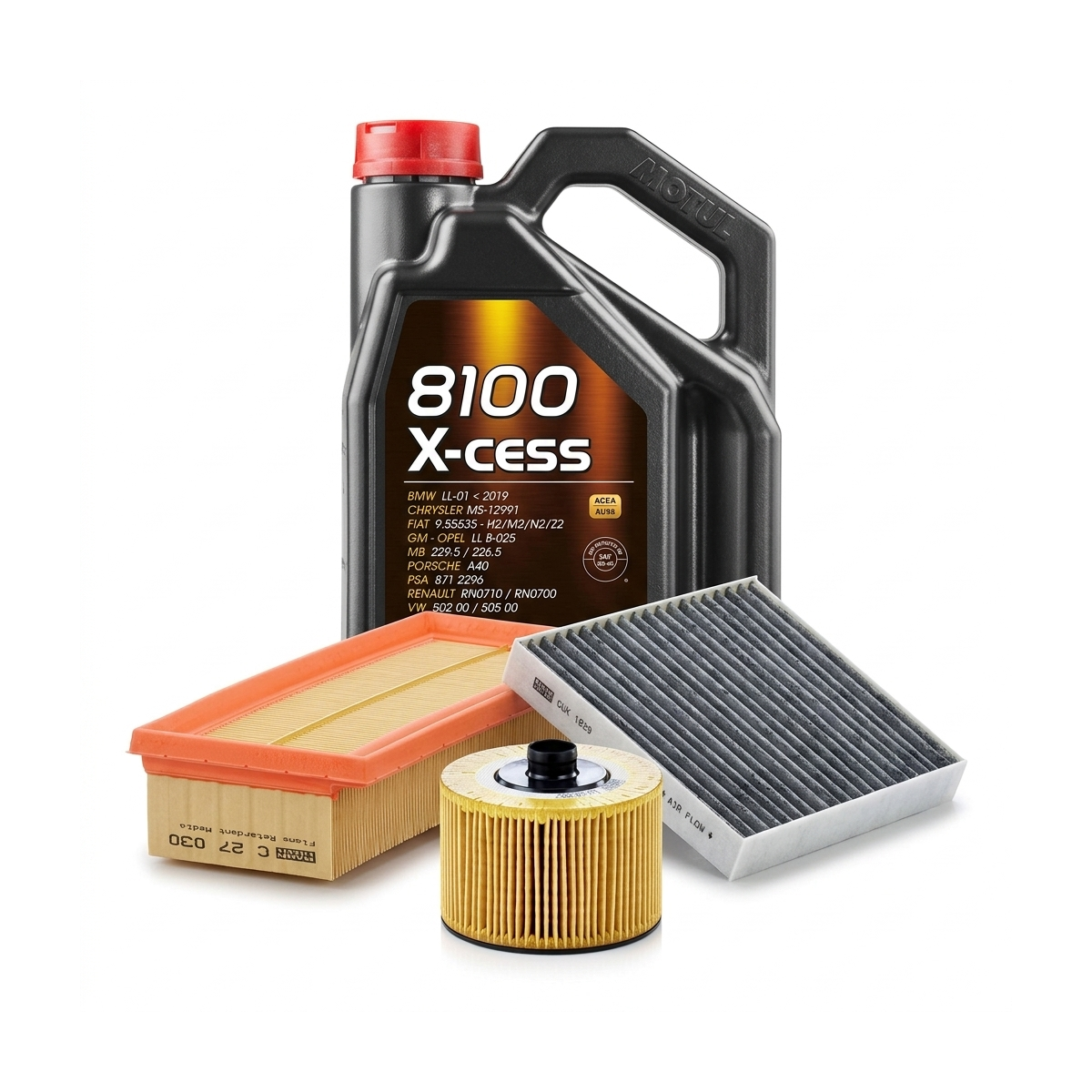 Kit revizie ulei Motul 8100 X-CESS 5W-40 + filtre Dacia Duster HS 1.2 TCe 125 CP – MANN