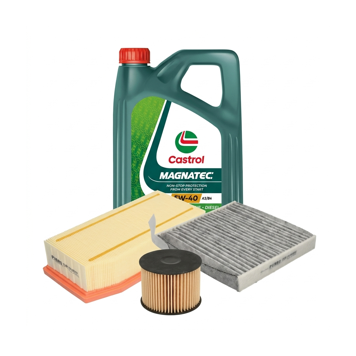 Kit revizie ulei Castrol MAGNATEC 5W-40 A3/B4 + filtre Dacia Duster HS 1.2 TCe 125 CP – PURRO