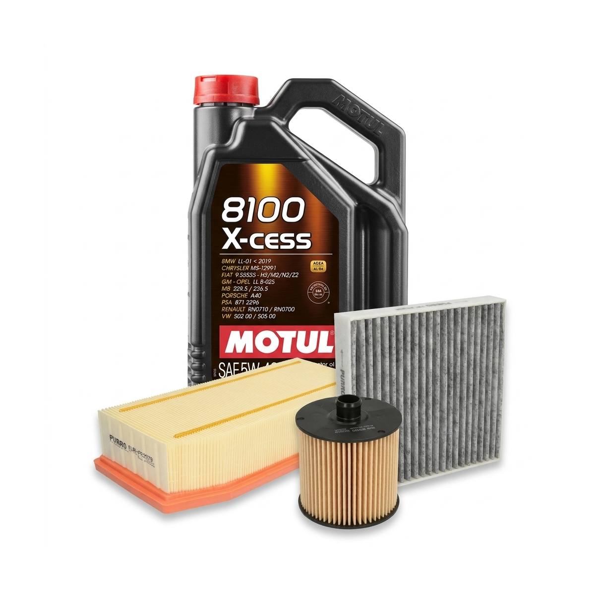Kit revizie ulei Motul 8100 X-CESS 5W-40 + filtre Dacia Duster HS 1.2 TCe 125 CP – PURRO