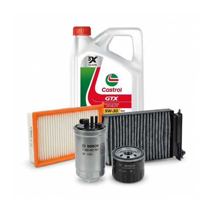 Kit revizie ulei Castrol GTX 5W-30 RN17 + filtre Dacia Duster HS 1.5 dCi 4x4 109 CP – Bosch