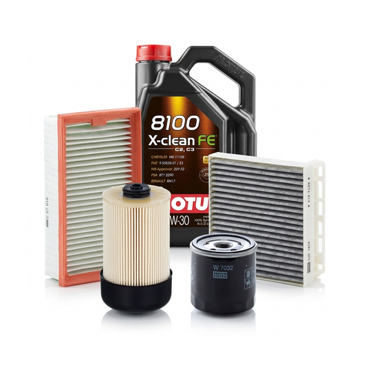 Kit revizie ulei Motul 8100 X-CLEAN FE 5W-30 + filtre Dacia Duster HS 1.5 dCi 4x4 109 CP – MANN