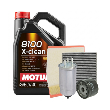 Kit revizie ulei Motul 8100 X-CLEAN 5W-40 + filtre Dacia Duster HS 1.5 dCi 4x4 109 CP – PURRO