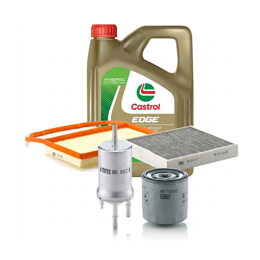 Kit revizie ulei Castrol EDGE 0W-20 LL IV + filtre VW Polo 5 1.0 60 CP – MANN