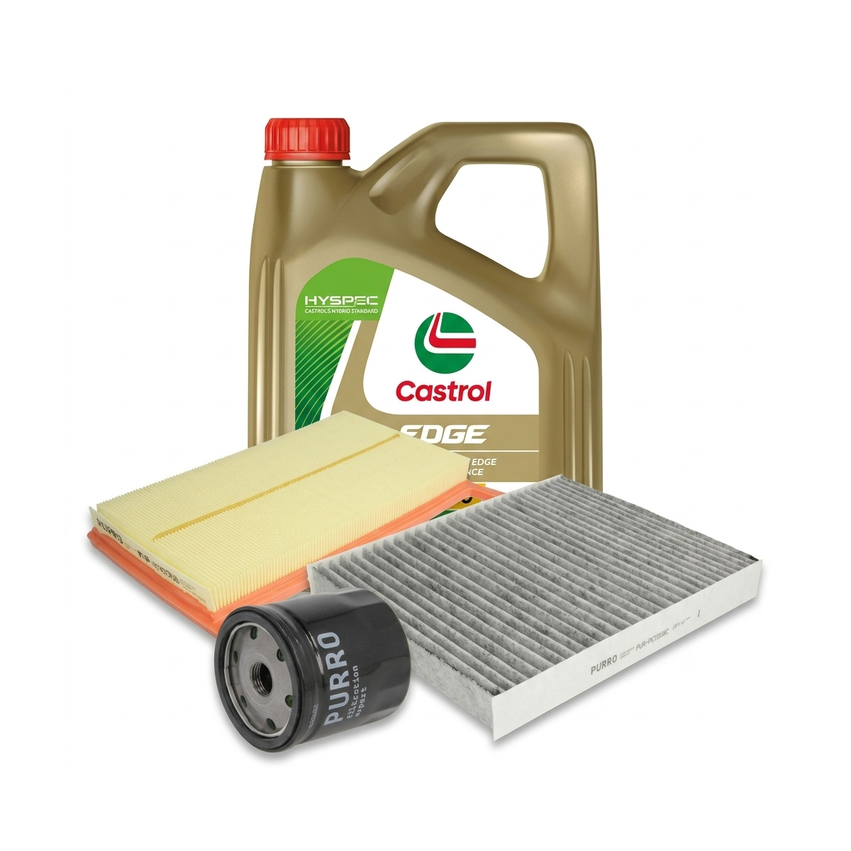 Kit revizie ulei Castrol EDGE 5W-30 LL + filtre VW Polo 5 1.0 60 CP – PURRO