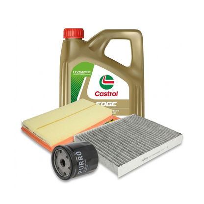 Kit revizie ulei Castrol EDGE 5W-30 LL + filtre VW Polo 5 1.0 60 CP – PURRO