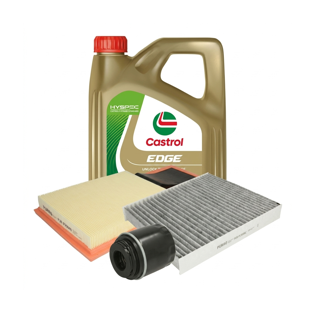 Kit revizie ulei Castrol EDGE 5W-30 LL + filtre VW Polo 5 1.6 BiFuel 82 CP – PURRO