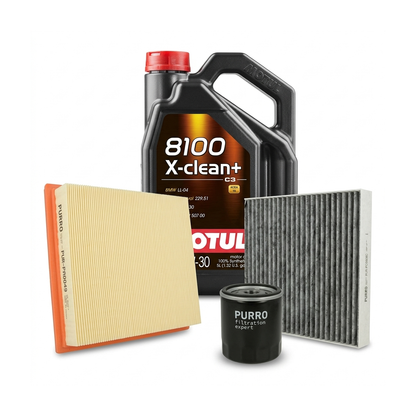 Kit revizie ulei Motul 8100 X-CLEAN+ 5W-30 + filtre VW Polo 5 1.6 BiFuel 82 CP – PURRO