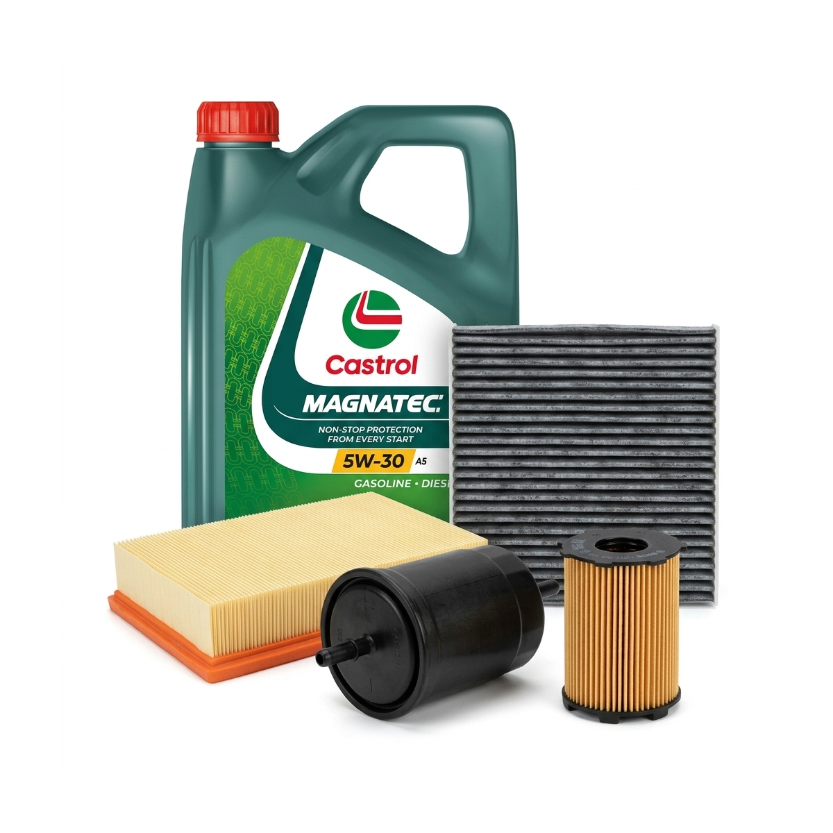 Kit revizie ulei Castrol MAGNATEC 5W-30 A5 + filtre Ford Focus 2 1.6 TDCi 100 CP – Bosch