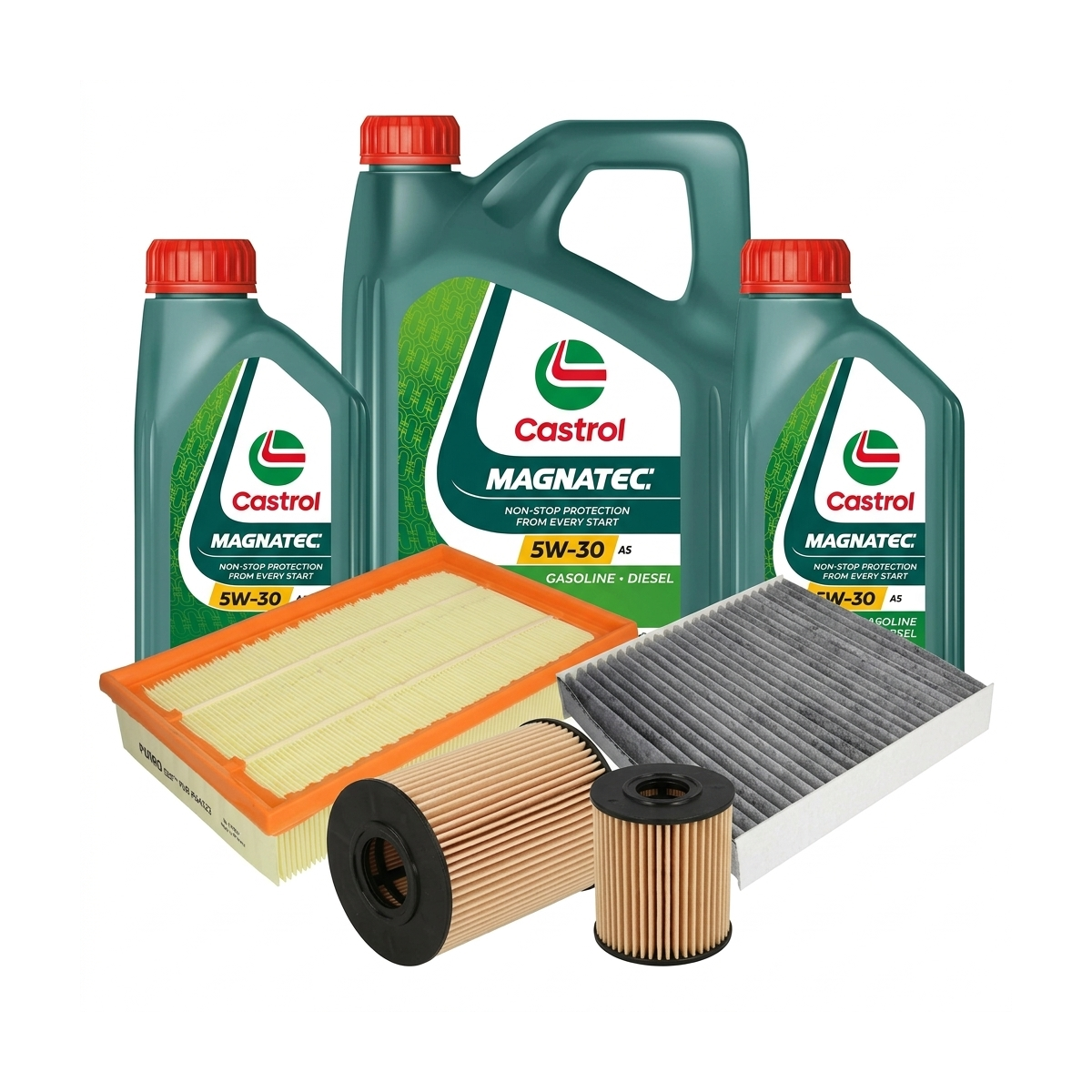 Kit revizie ulei Castrol MAGNATEC 5W-30 A5 + filtre Ford Focus 2 2.0 TDCi 133 CP – PURRO