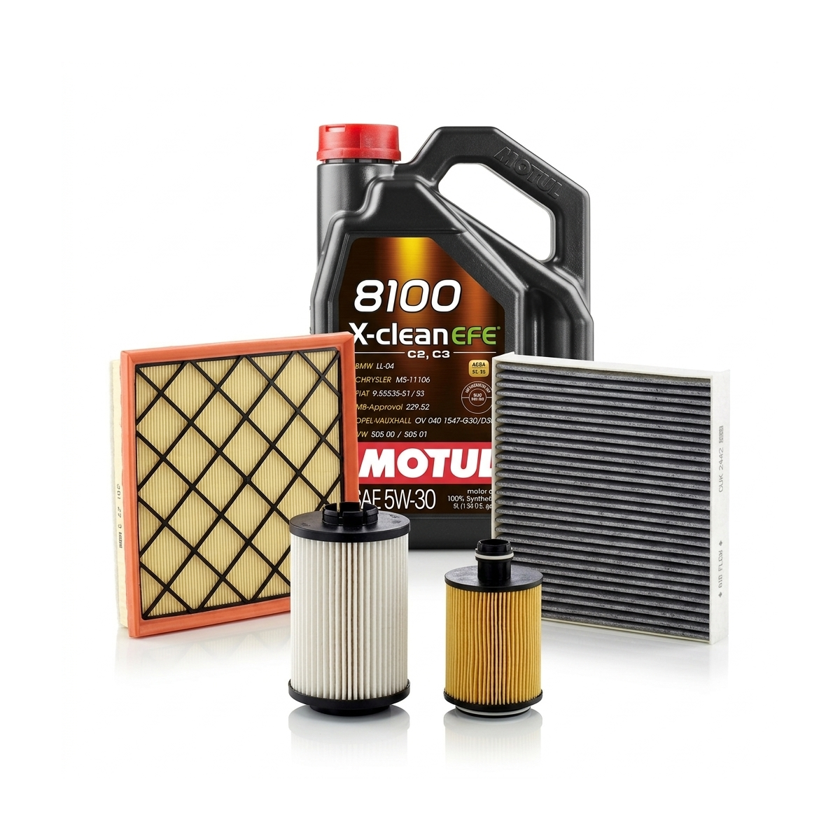 Kit revizie ulei Motul 8100 X-CLEAN EFE 5W-30 + filtre Opel Astra J 2.0 CDTI 165 CP – MANN