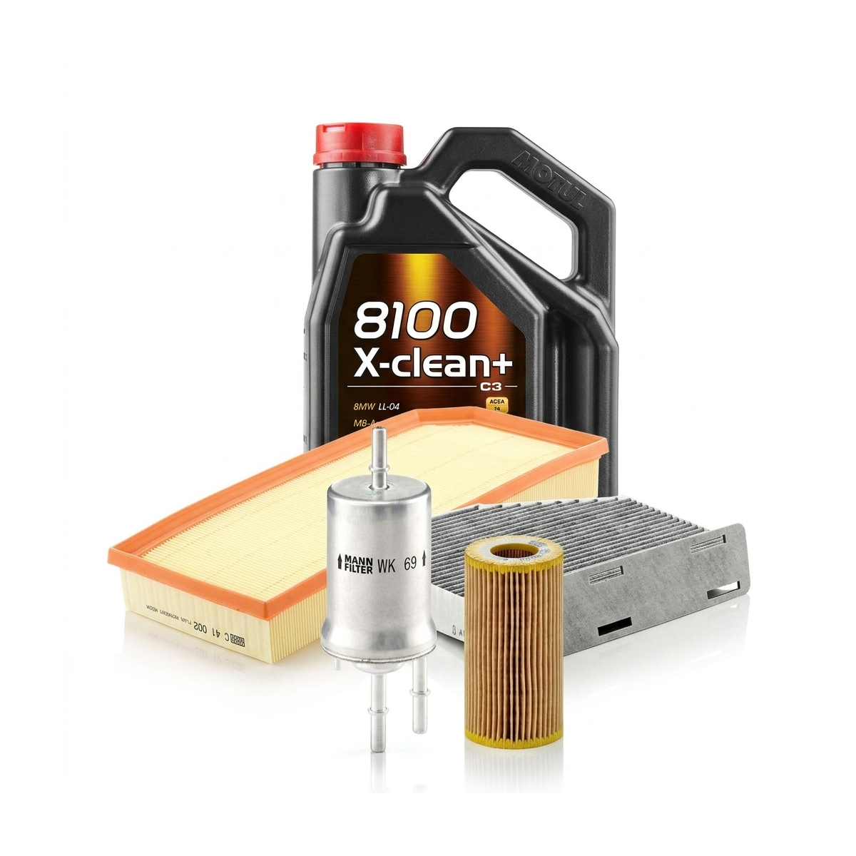 Kit revizie ulei Motul 8100 X-CLEAN+ 5W-30 + filtre VW Golf 6 2.0 GTi 235 CP – MANN