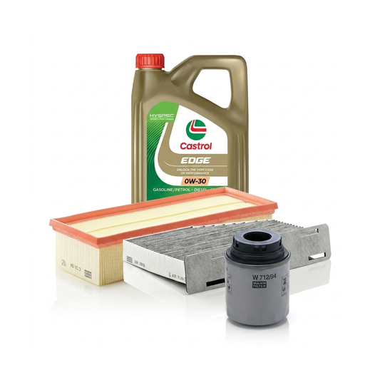 Kit revizie ulei Castrol EDGE 0W-30 + filtre VW Passat B7 1.4 TSI MultiFuel 160 CP – MANN