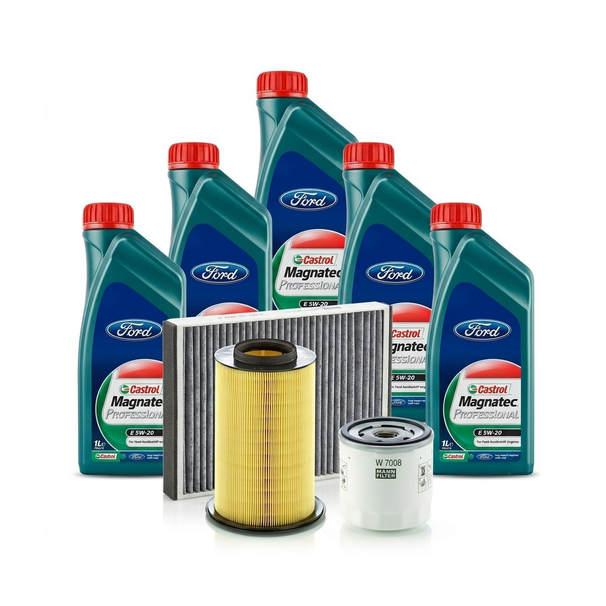 Kit revizie ulei Castrol Magnatec Professional Ford 5W-20 + filtre Ford Focus 3 1.6 LPG 117 CP – MANN