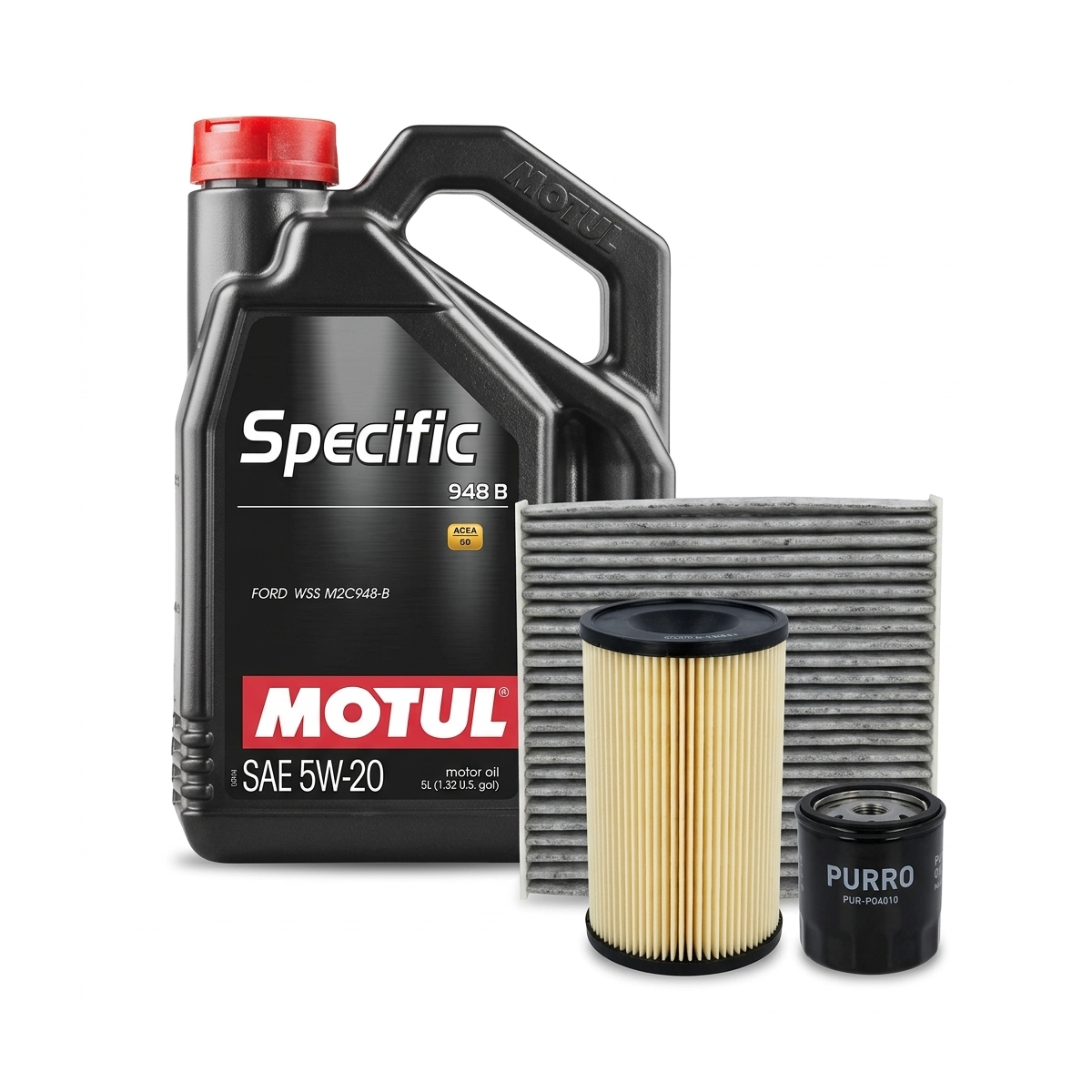 Kit revizie ulei Motul SPECIFIC 948B 5W-20 + filtre Ford Focus 3 1.6 LPG 117 CP – PURRO