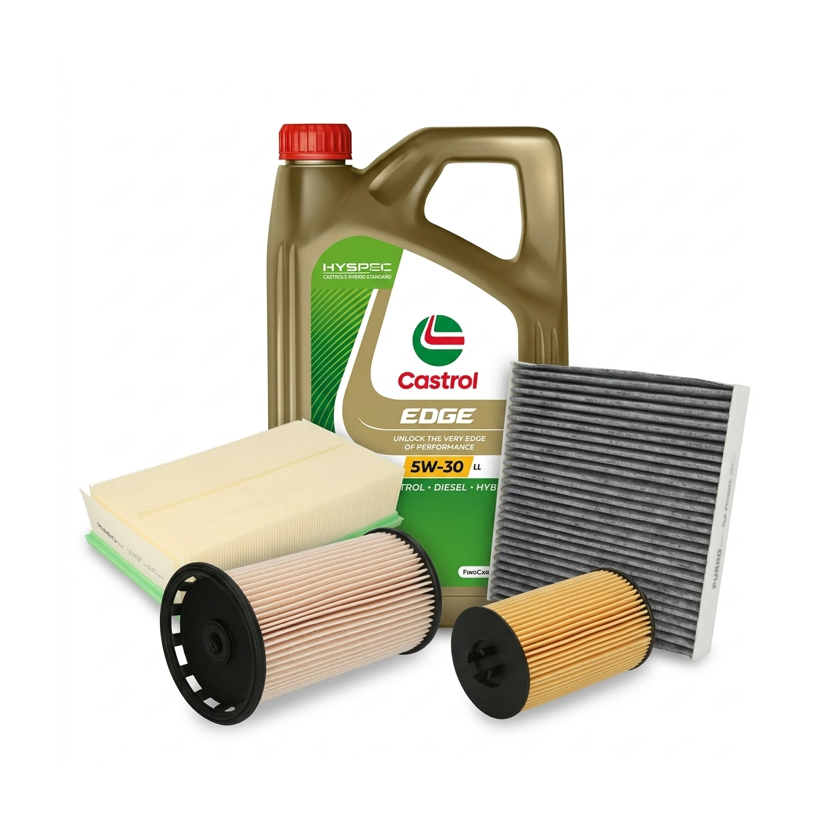 Kit revizie ulei Castrol EDGE 5W-30 LL + filtre VW Passat B8 2.0 TDI 150 CP – PURRO