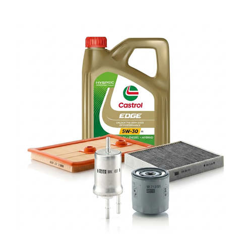 Kit revizie ulei Castrol EDGE 5W-30 LL + filtre VW Polo 5 1.2 TSI 16V 90 CP – MANN