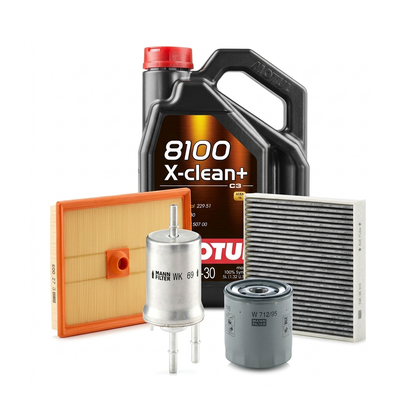 Kit revizie ulei Motul 8100 X-CLEAN+ 5W-30 + filtre VW Polo 5 1.2 TSI 16V 90 CP – MANN