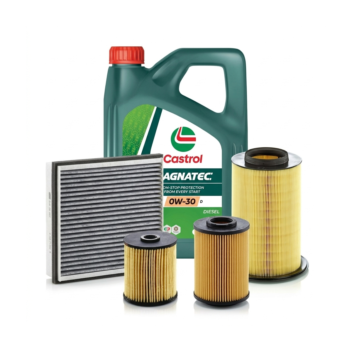 Kit revizie ulei Castrol MAGNATEC 0W-30 D + filtre Ford Focus 3 1.5 TDCi 95 CP – MANN