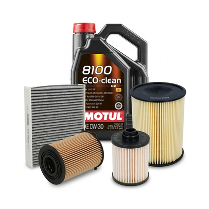 Kit revizie ulei Motul 8100 ECO-CLEAN 0W-30 + filtre Ford Focus 3 1.5 TDCi 95 CP – PURRO