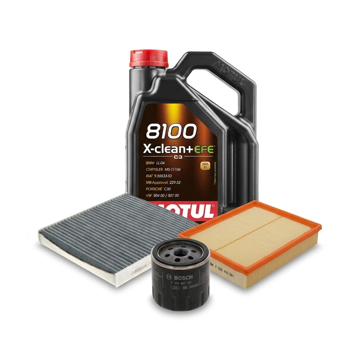 Kit revizie ulei Motul 8100 X-CLEAN+ EFE 0W-30 + filtre Skoda Octavia 3 1.6 110 CP – Bosch