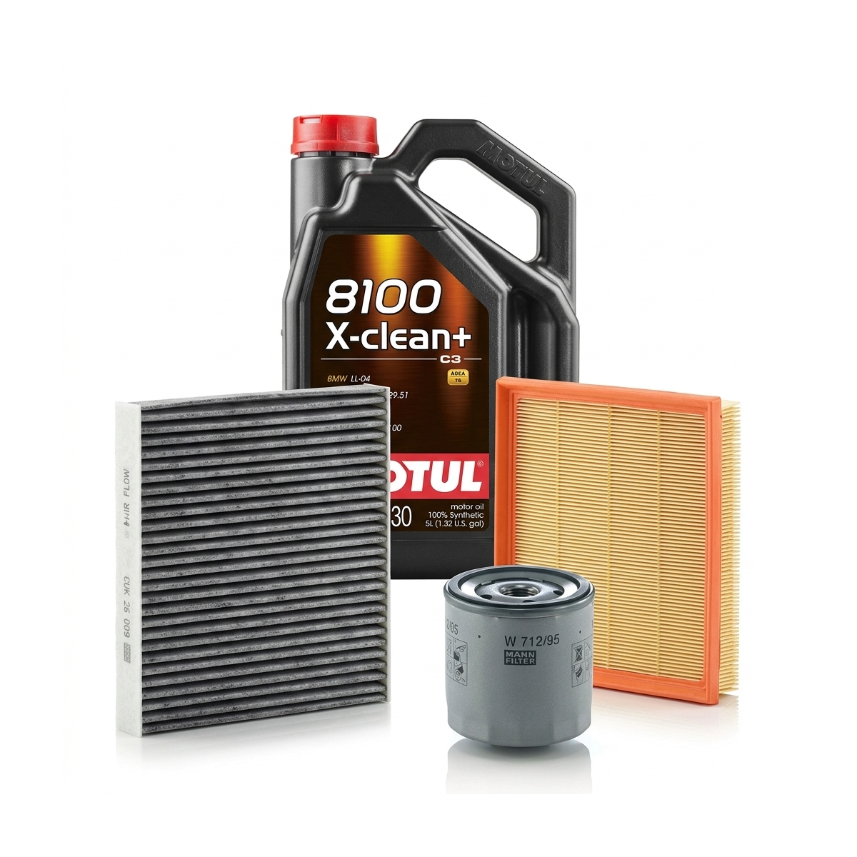 Kit revizie ulei Motul 8100 X-CLEAN+ 5W-30 + filtre VW Golf 7 1.6 110 CP – MANN