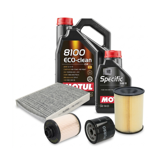 Kit revizie ulei Motul 8100 ECO-CLEAN 0W-30 + filtre Ford Kuga 2 2.0 TDCi 150 CP – PURRO