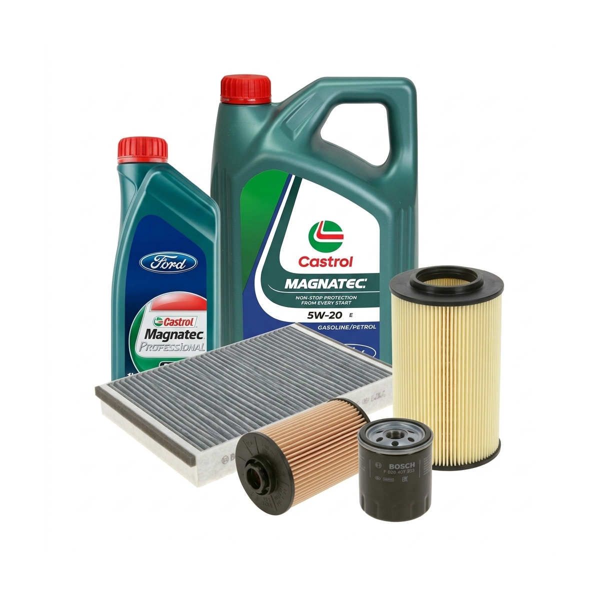 Kit revizie ulei Castrol Magnatec Professional Ford 5W-20 + filtre Ford Kuga 2 2.0 TDCi 4x4 150 CP – Bosch