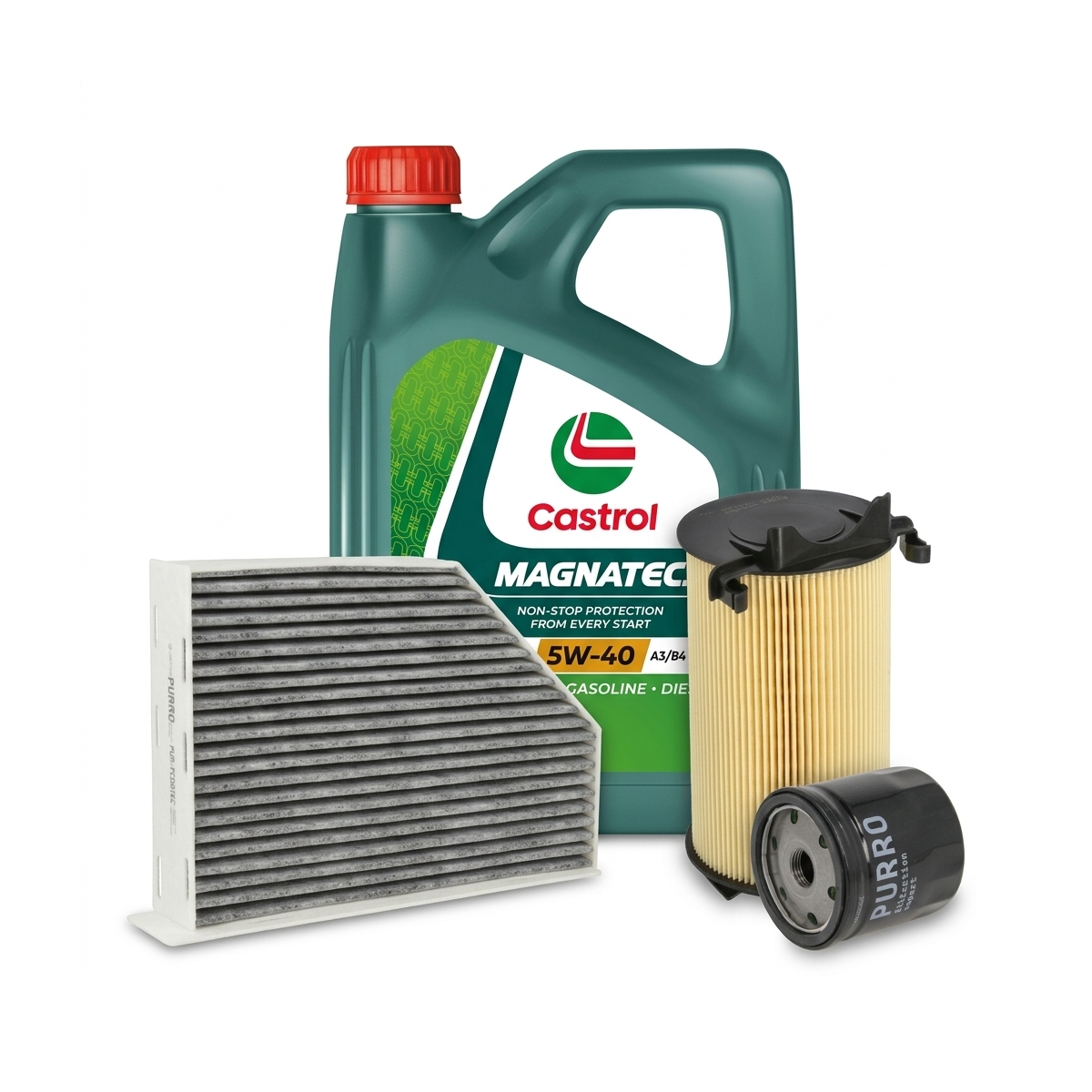 Kit revizie ulei Castrol MAGNATEC 5W-40 A3/B4 + filtre VW Jetta 4 1.4 TSI 125 CP – PURRO
