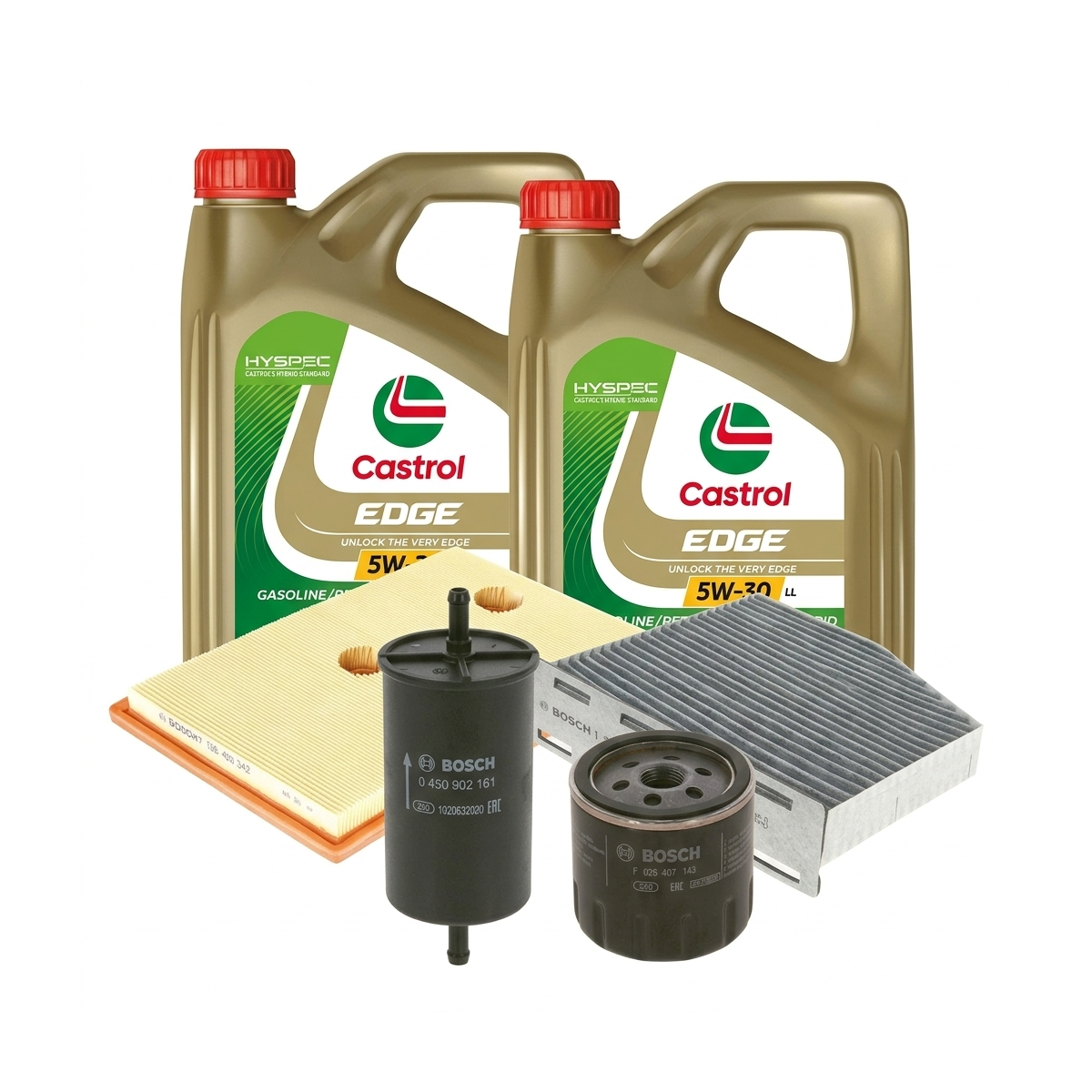 Kit revizie ulei Castrol EDGE 5W-30 LL + filtre VW Jetta 4 1.4 TSI 150 CP – Bosch