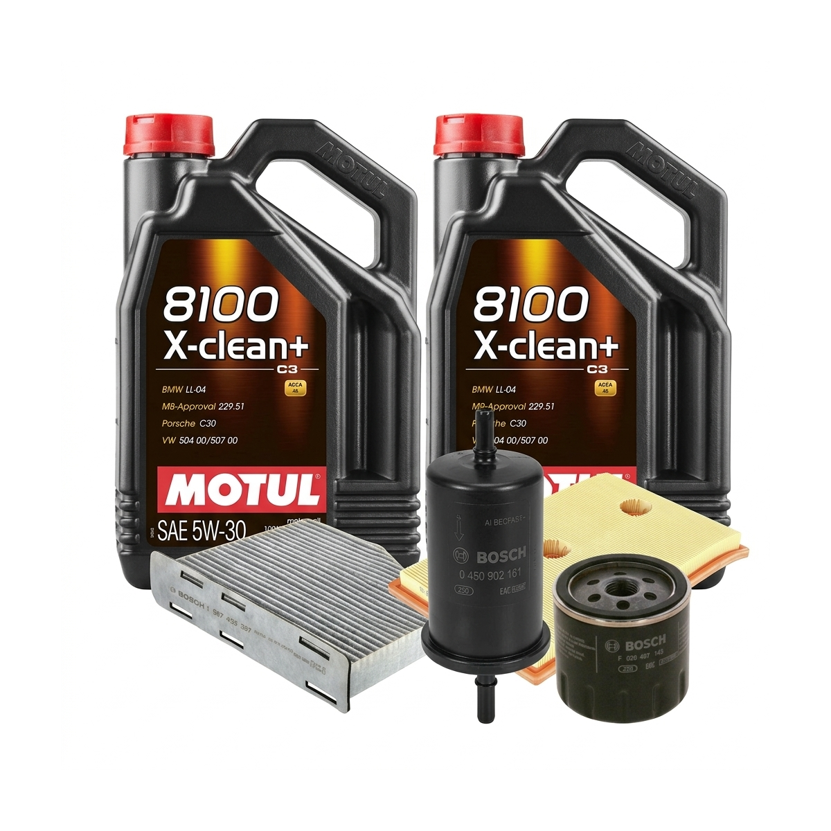 Kit revizie ulei Motul 8100 X-CLEAN+ 5W-30 + filtre VW Jetta 4 1.4 TSI 150 CP – Bosch