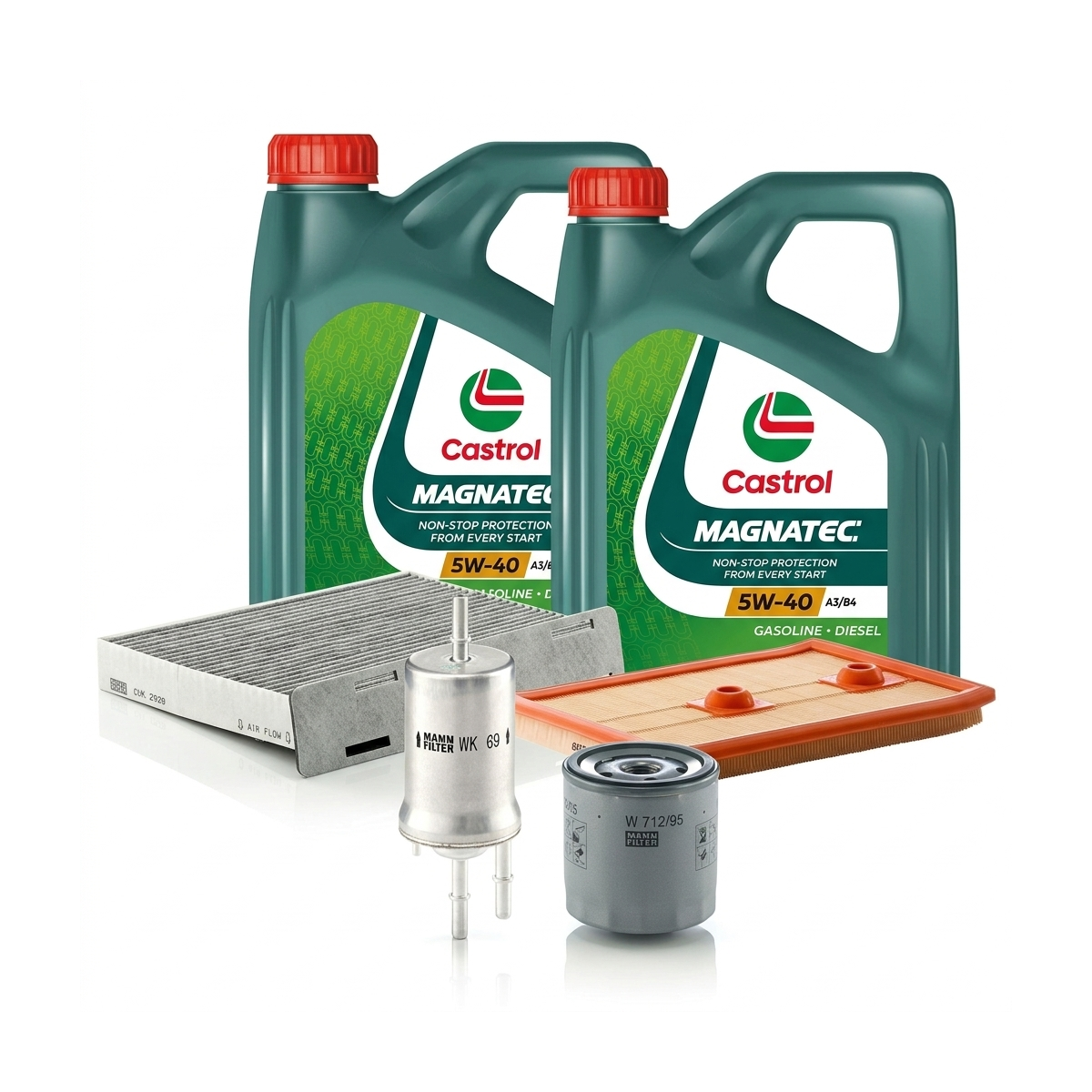 Kit revizie ulei Castrol MAGNATEC 5W-40 A3/B4 + filtre VW Jetta 4 1.4 TSI 150 CP – MANN