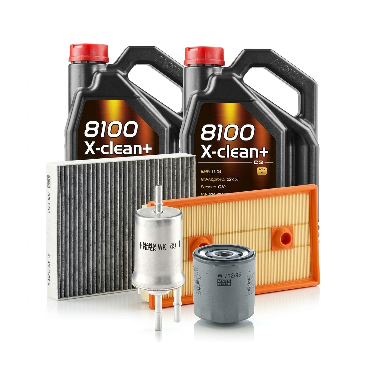 Kit revizie ulei Motul 8100 X-CLEAN+ 5W-30 + filtre VW Jetta 4 1.4 TSI 150 CP – MANN