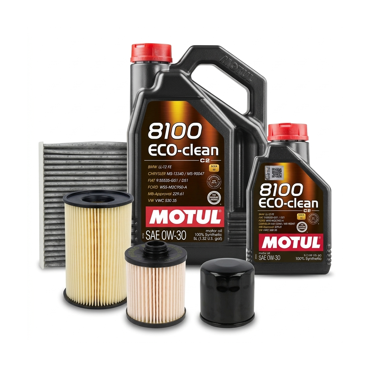 Kit revizie ulei Motul 8100 ECO-CLEAN 0W-30 + filtre Ford Focus 3 2.0 TDCi ST 185 CP – PURRO