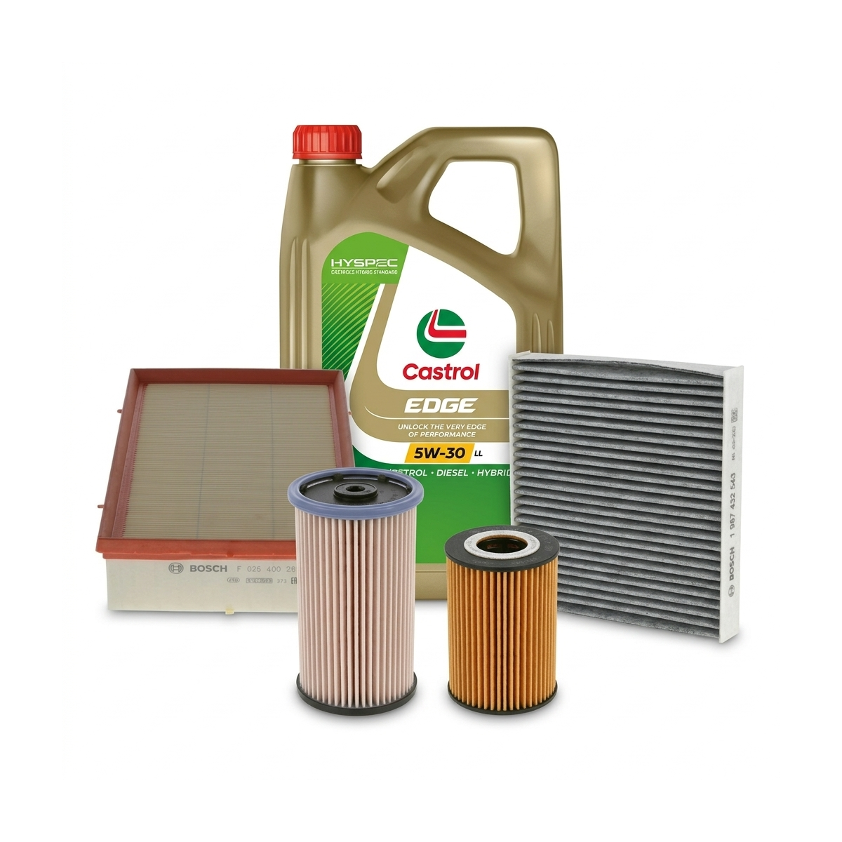 Kit revizie ulei Castrol EDGE 5W-30 LL + filtre VW Passat B8 2.0 TDI 190 CP – Bosch