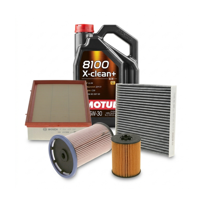 Kit revizie ulei Motul 8100 X-CLEAN+ 5W-30 + filtre VW Passat B8 2.0 TDI 190 CP – Bosch