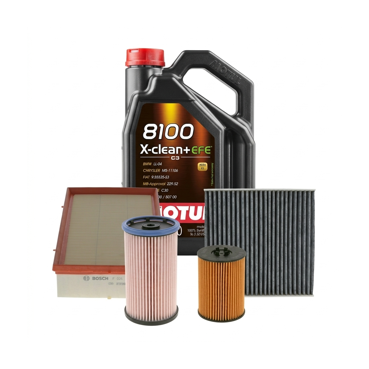 Kit revizie ulei Motul 8100 X-CLEAN+ EFE 0W-30 + filtre Skoda Octavia 3 1.6 TDI 4x4 105 CP – Bosch