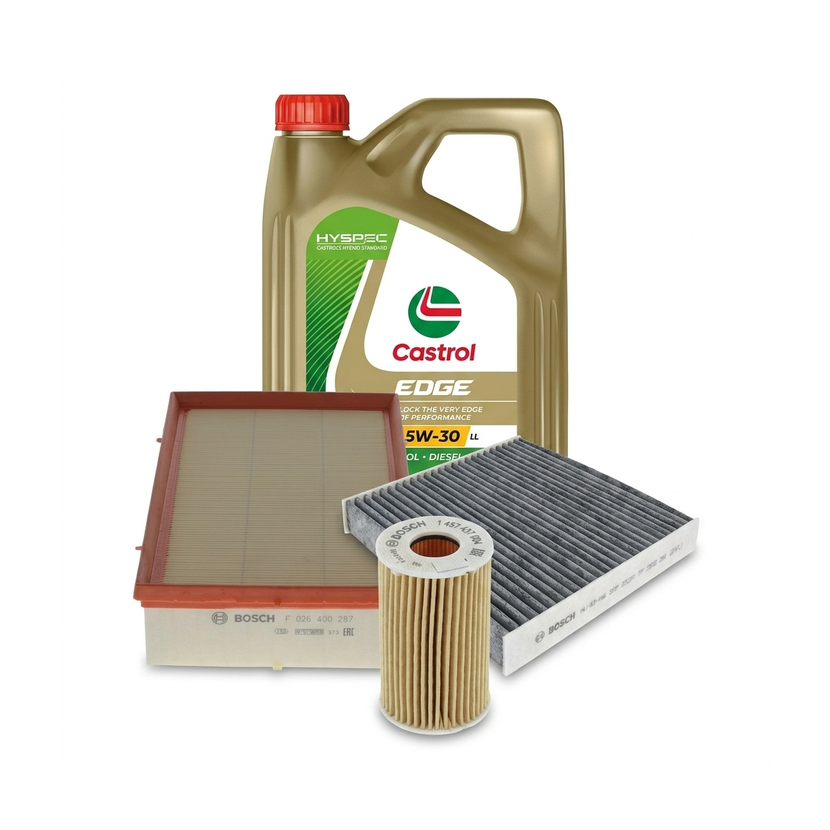 Kit revizie ulei Castrol EDGE 5W-30 LL + filtre Skoda Octavia 3 1.8 TSI 4x4 180 CP – Bosch