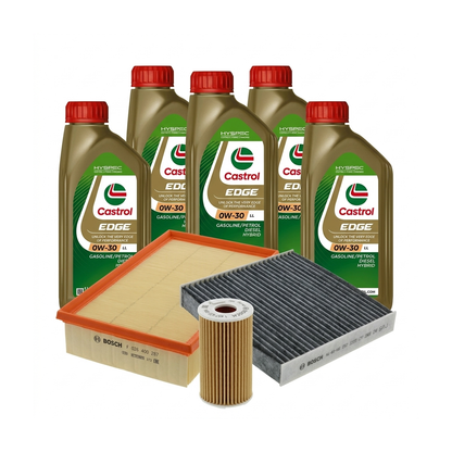 Kit revizie ulei Castrol EDGE 0W-30 LL + filtre Skoda Octavia 3 1.8 TSI 4x4 180 CP – Bosch
