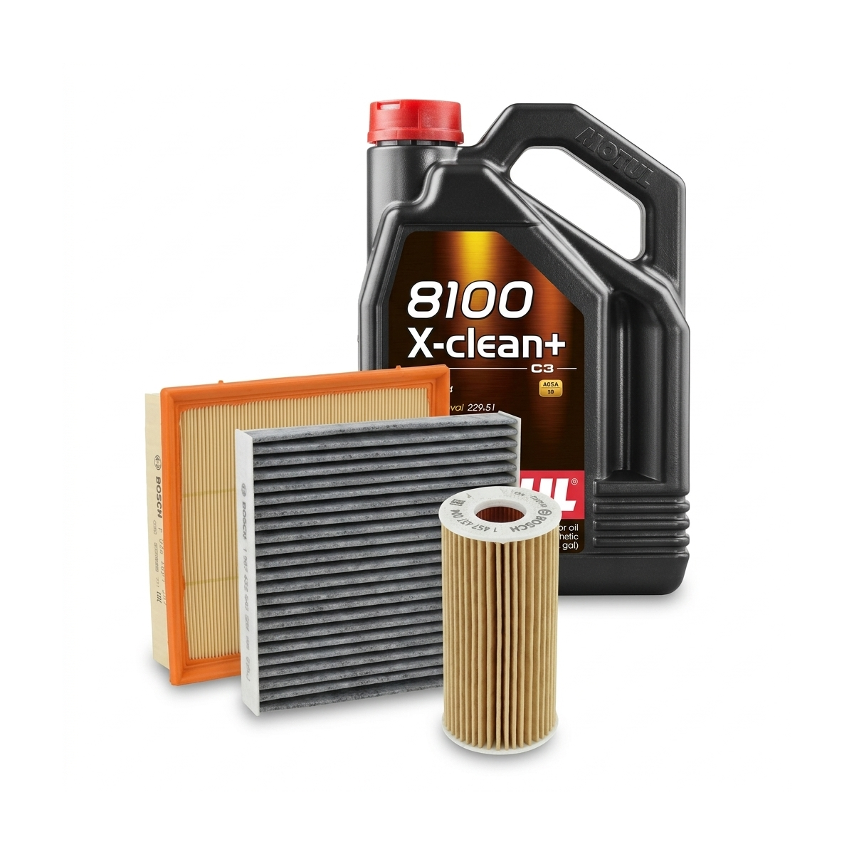 Kit revizie ulei Motul 8100 X-CLEAN+ 5W-30 + filtre Skoda Octavia 3 1.8 TSI 4x4 180 CP – Bosch