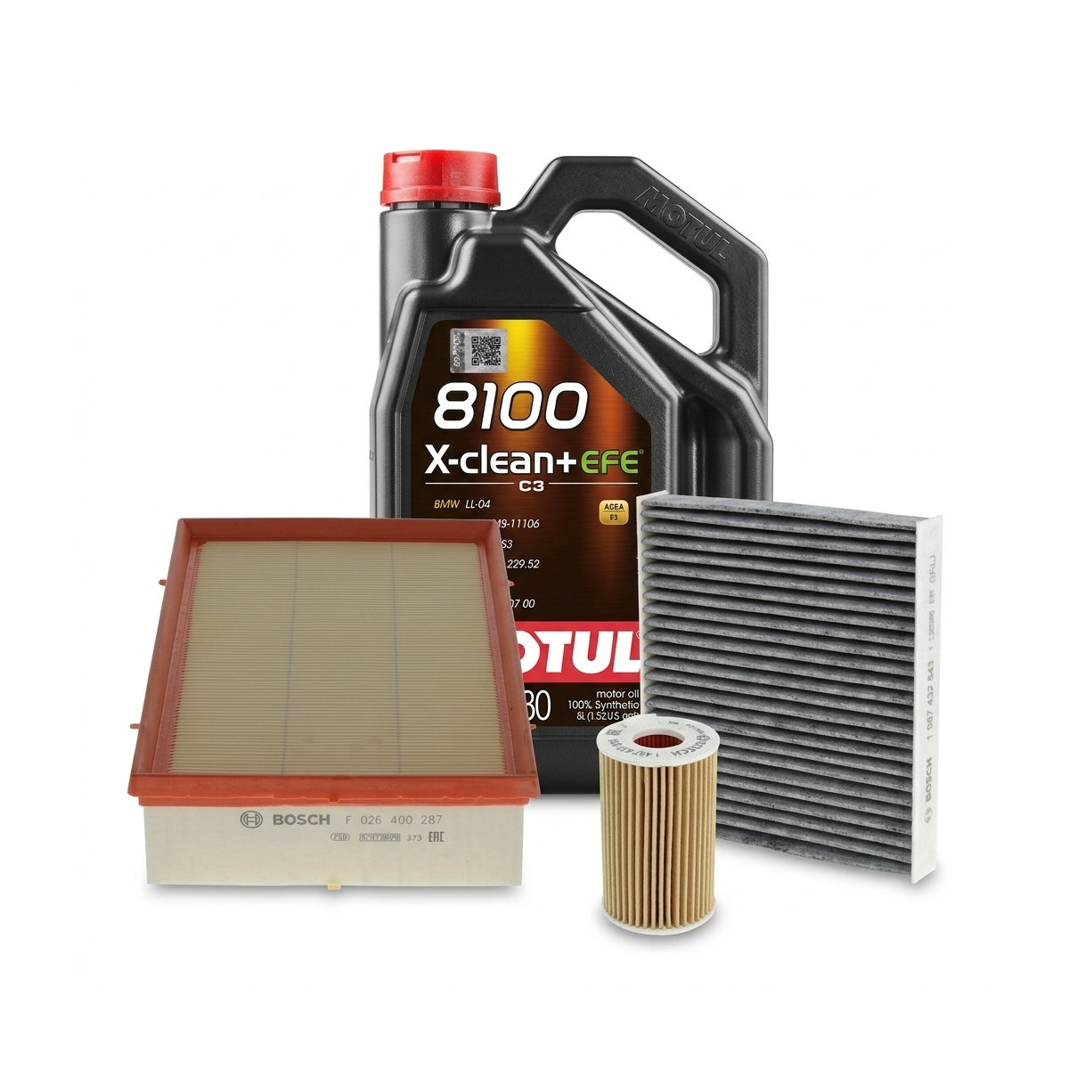 Kit revizie ulei Motul 8100 X-CLEAN+ EFE 0W-30 + filtre Skoda Octavia 3 1.8 TSI 4x4 180 CP – Bosch