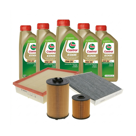 Kit revizie ulei Castrol EDGE 0W-30 LL + filtre Skoda Octavia 3 2.0 TDI 4x4 150 CP – Bosch