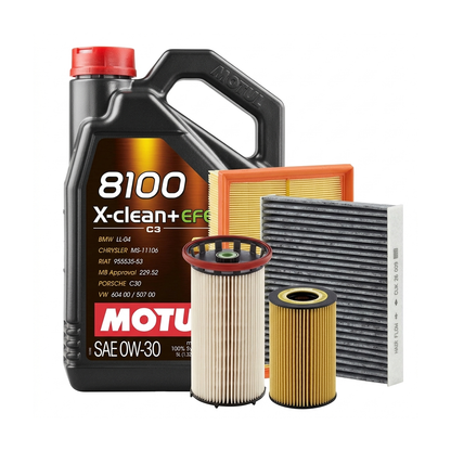 Kit revizie ulei Motul 8100 X-CLEAN+ EFE 0W-30 + filtre Skoda Octavia 3 2.0 TDI TDI RS 4x4 184 CP – MANN