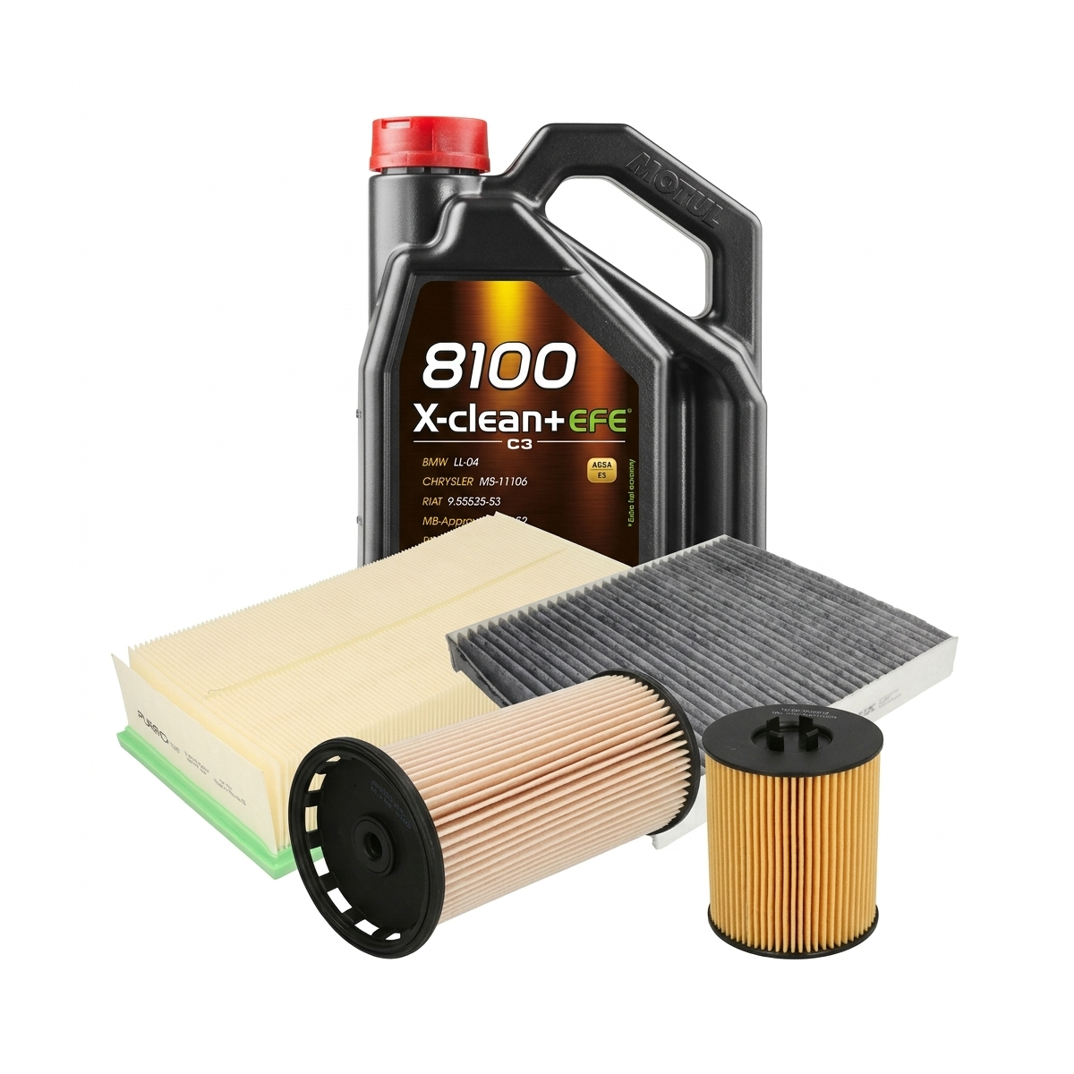 Kit revizie ulei Motul 8100 X-CLEAN+ EFE 0W-30 + filtre Skoda Octavia 3 2.0 TDI TDI RS 4x4 184 CP – PURRO