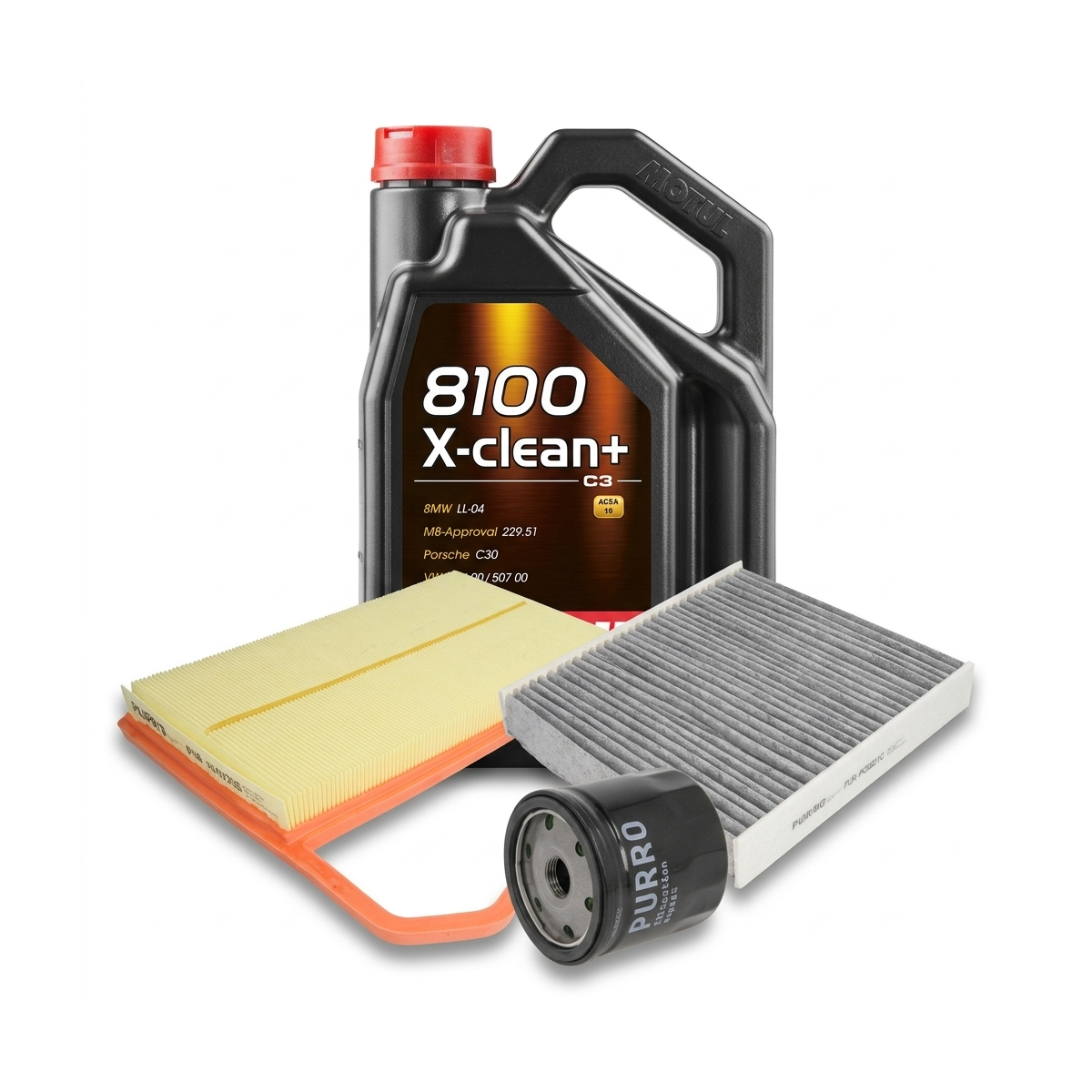 Kit revizie ulei Motul 8100 X-CLEAN+ 5W-30 + filtre Skoda Fabia 3 1.0 75 CP – PURRO